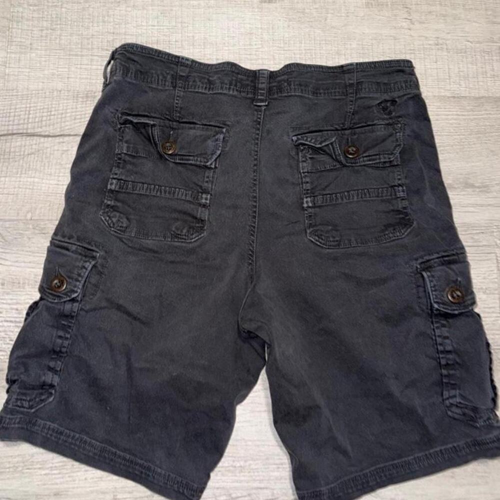 Y2K Style American Eagle Baggy Utility Faded Black Cargo Shorts